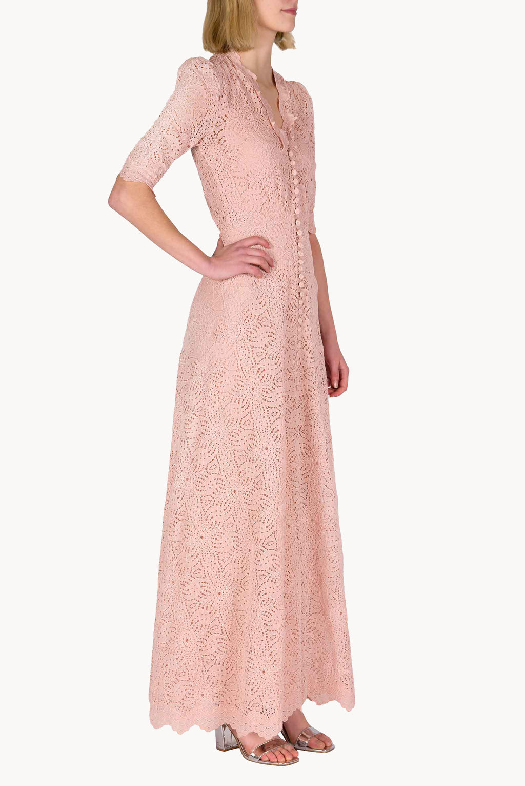 Dusty Pink Lace Maxi Dress