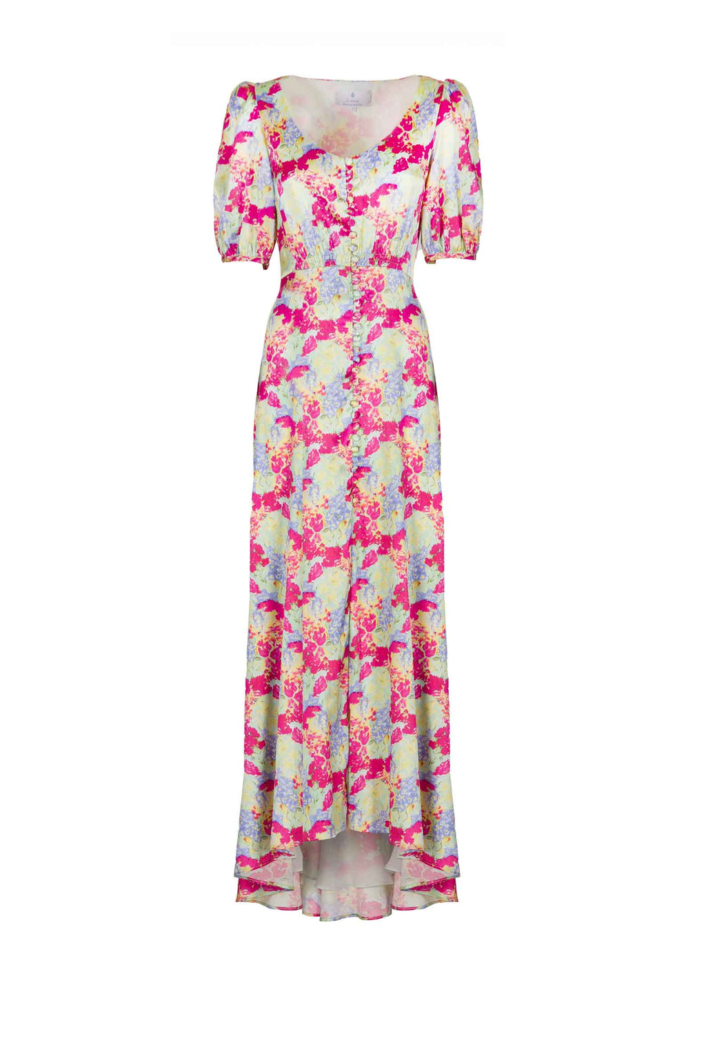 Bottoncino Dress With Round Collar in Abstract Flowers