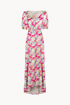 Bottoncino Dress With Round Collar in Abstract Flowers
