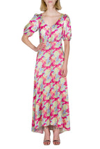 Bottoncino Dress With Round Collar in Abstract Flowers