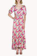 Bottoncino Dress With Round Collar in Abstract Flowers