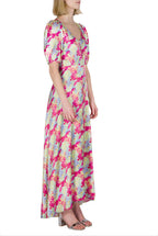 Bottoncino Dress With Round Collar in Abstract Flowers