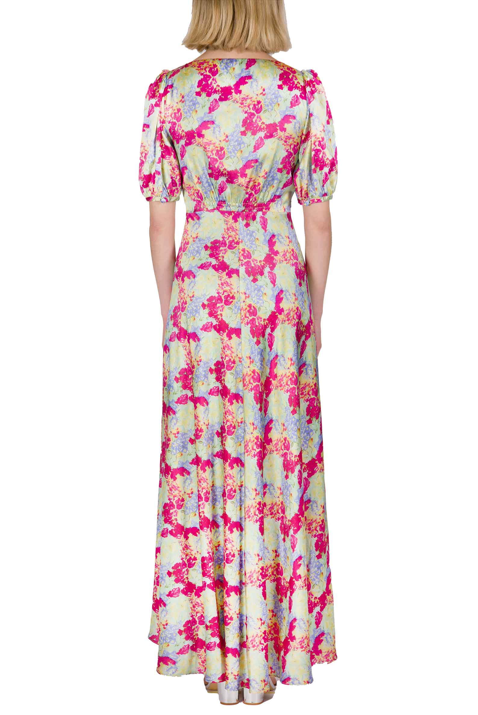 Bottoncino Dress With Round Collar in Abstract Flowers