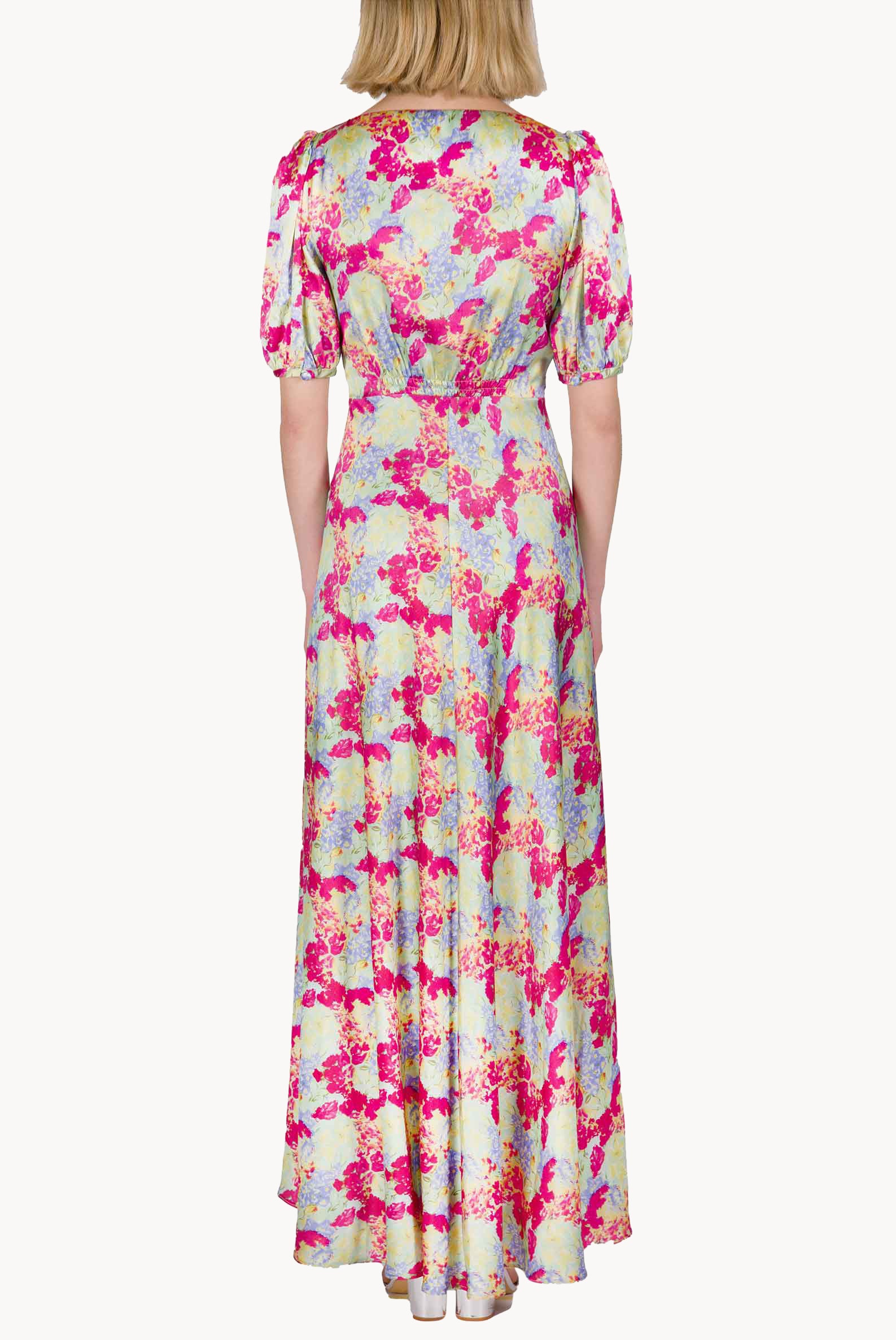 Bottoncino Dress With Round Collar in Abstract Flowers