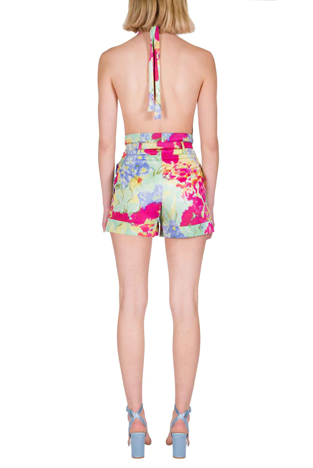 Shorts in Cotone Floreale con Fiori Astratti