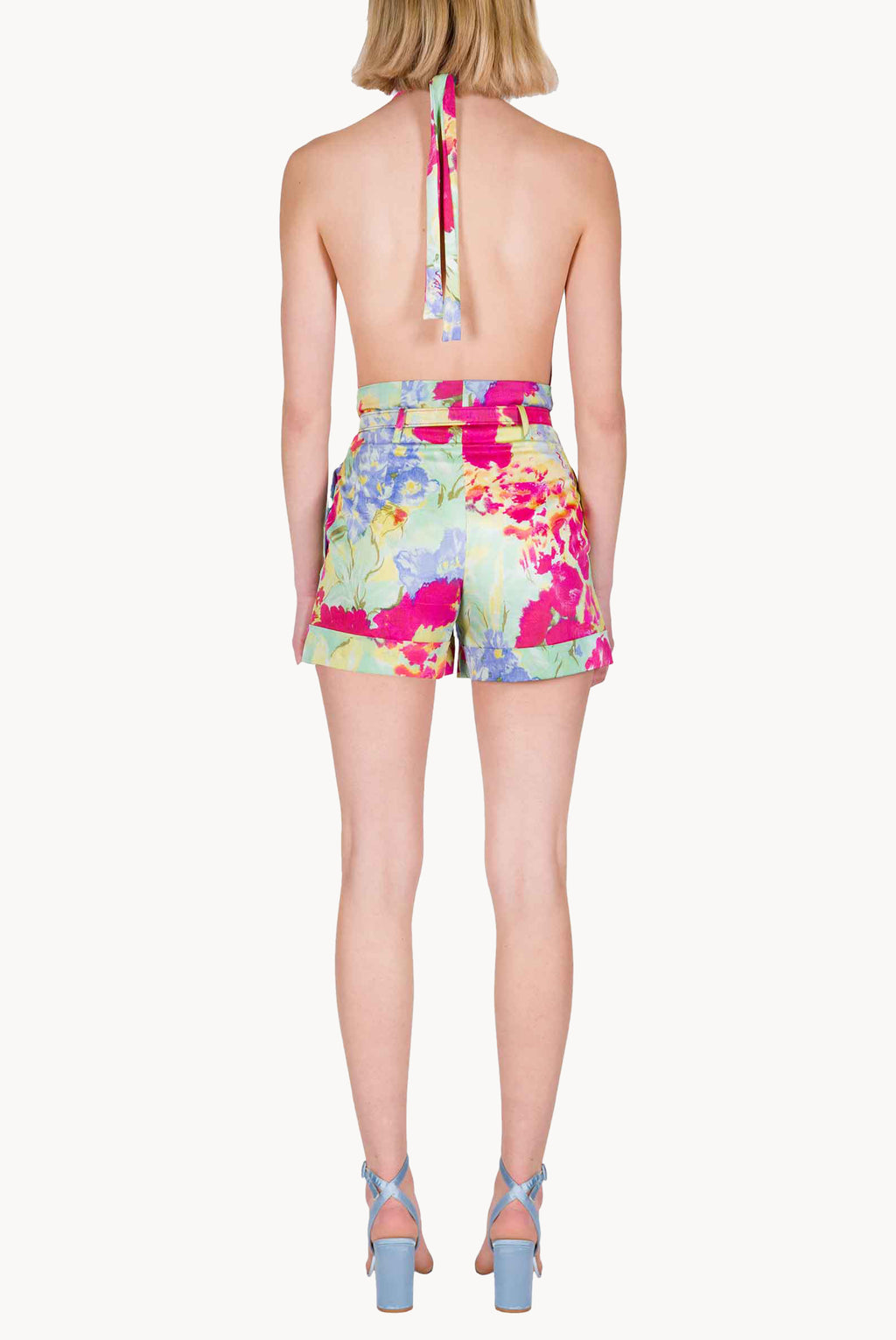 Shorts in Cotone Floreale con Fiori Astratti