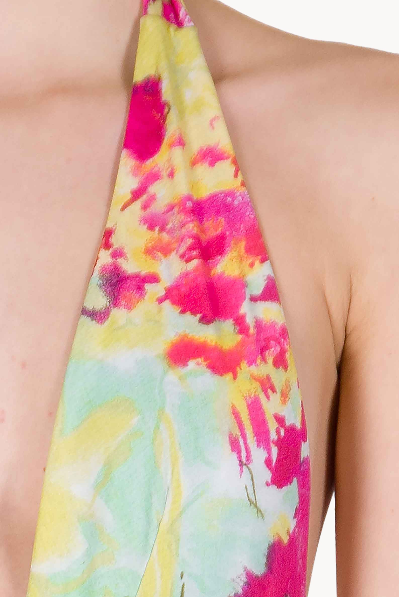 Costume Intero a V con Fiori Astratti