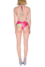 Costume Intero a V con Fiori Astratti