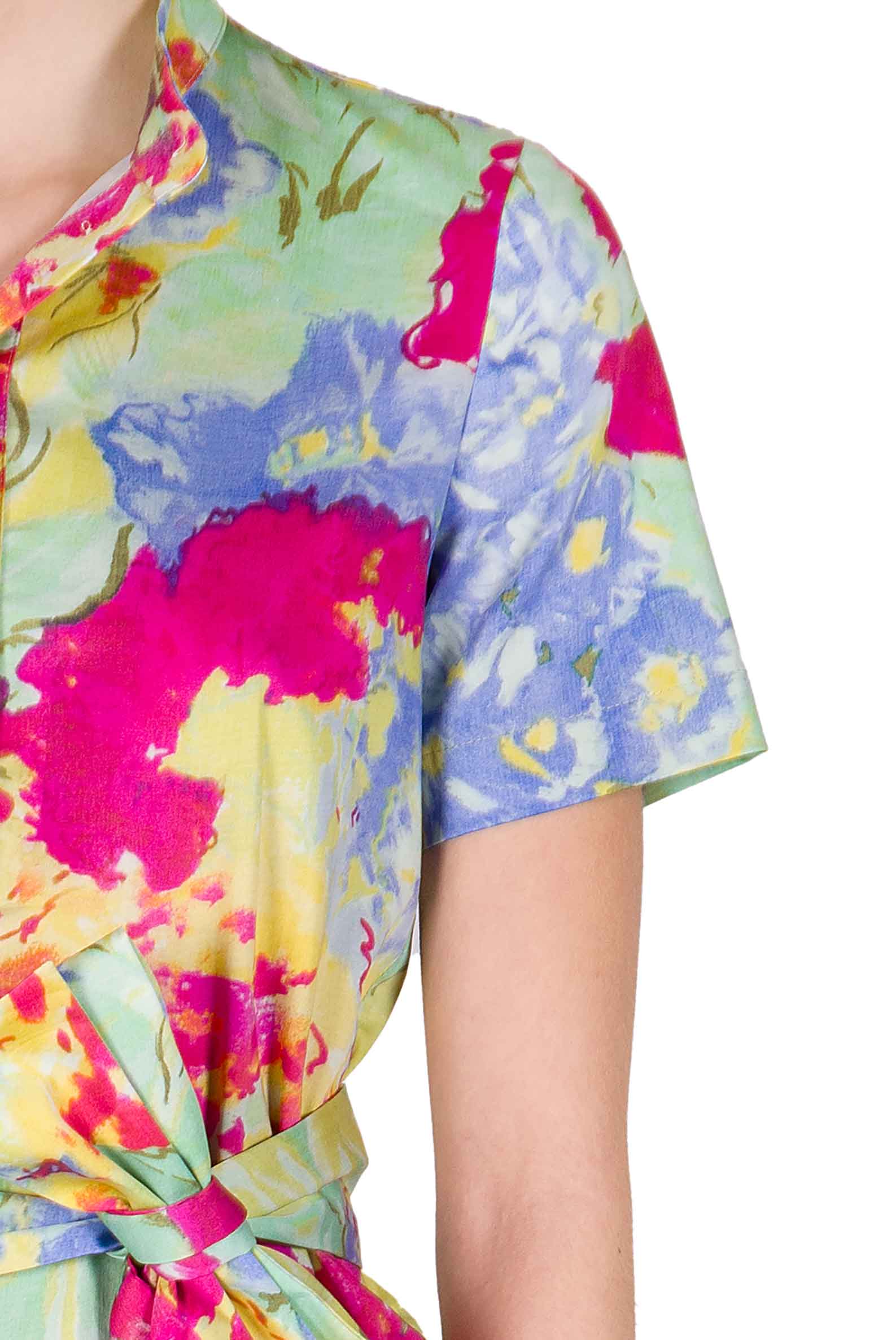 Chemisier Mini Printed Dress in Abstract Flowers