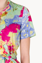 Chemisier Mini Printed Dress in Abstract Flowers