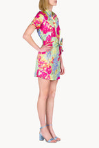 Chemisier Mini Printed Dress in Abstract Flowers