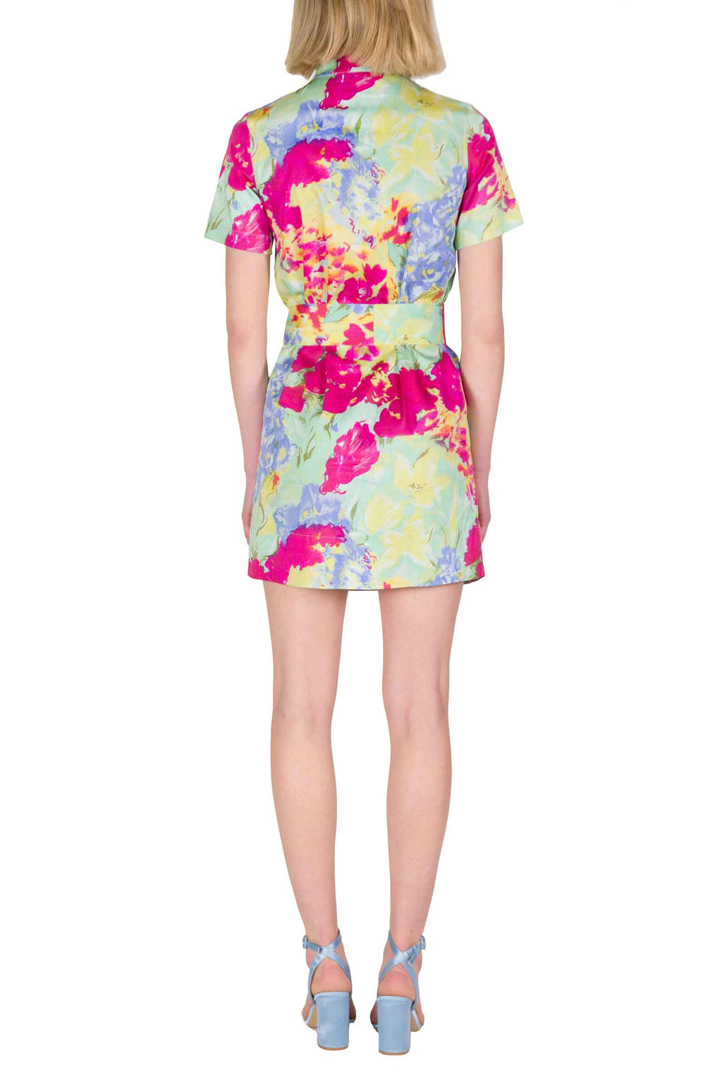 Chemisier Mini Printed Dress in Abstract Flowers