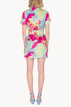 Chemisier Mini Printed Dress in Abstract Flowers