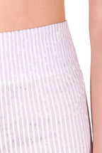 Shorts in Cotone Elasticizzato a Righe Lilla