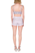 Shorts in Cotone Elasticizzato a Righe Lilla