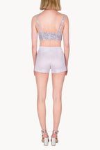 Shorts in Cotone Elasticizzato a Righe Lilla