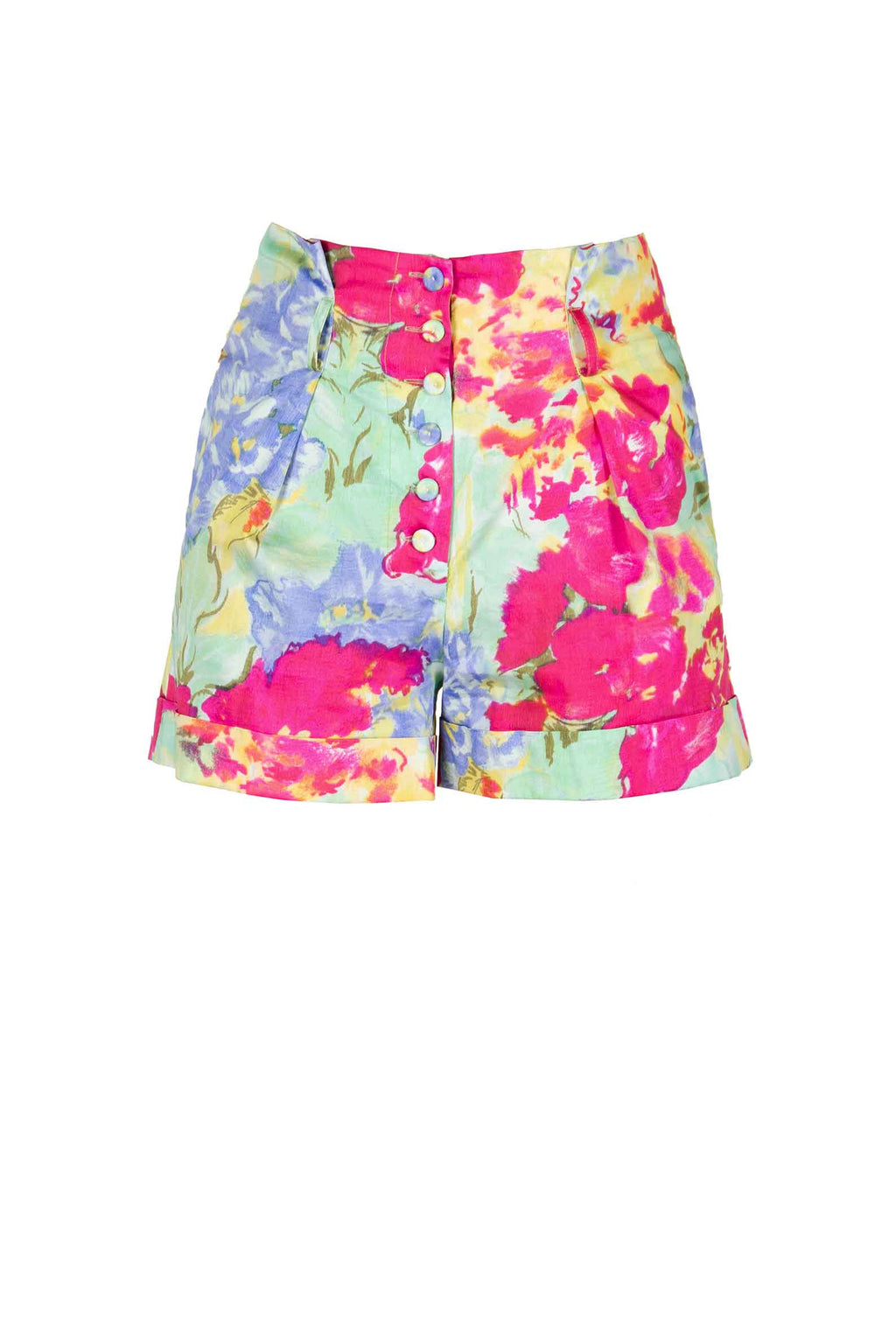Shorts in Cotone Floreale con Fiori Astratti