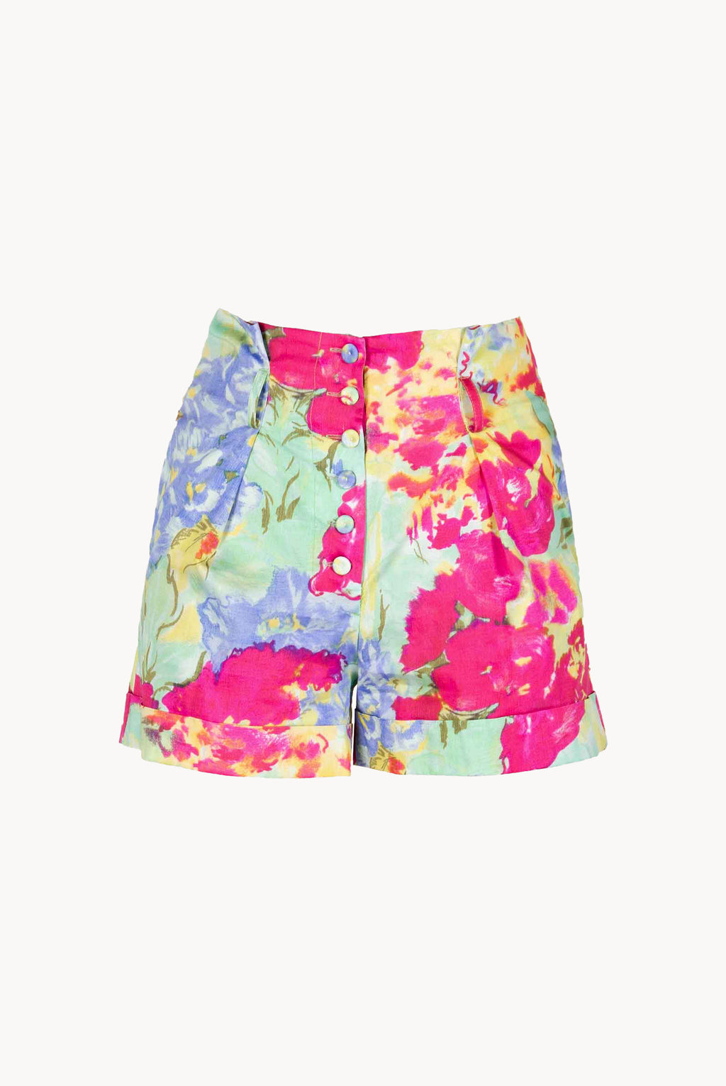 Shorts in Cotone Floreale con Fiori Astratti