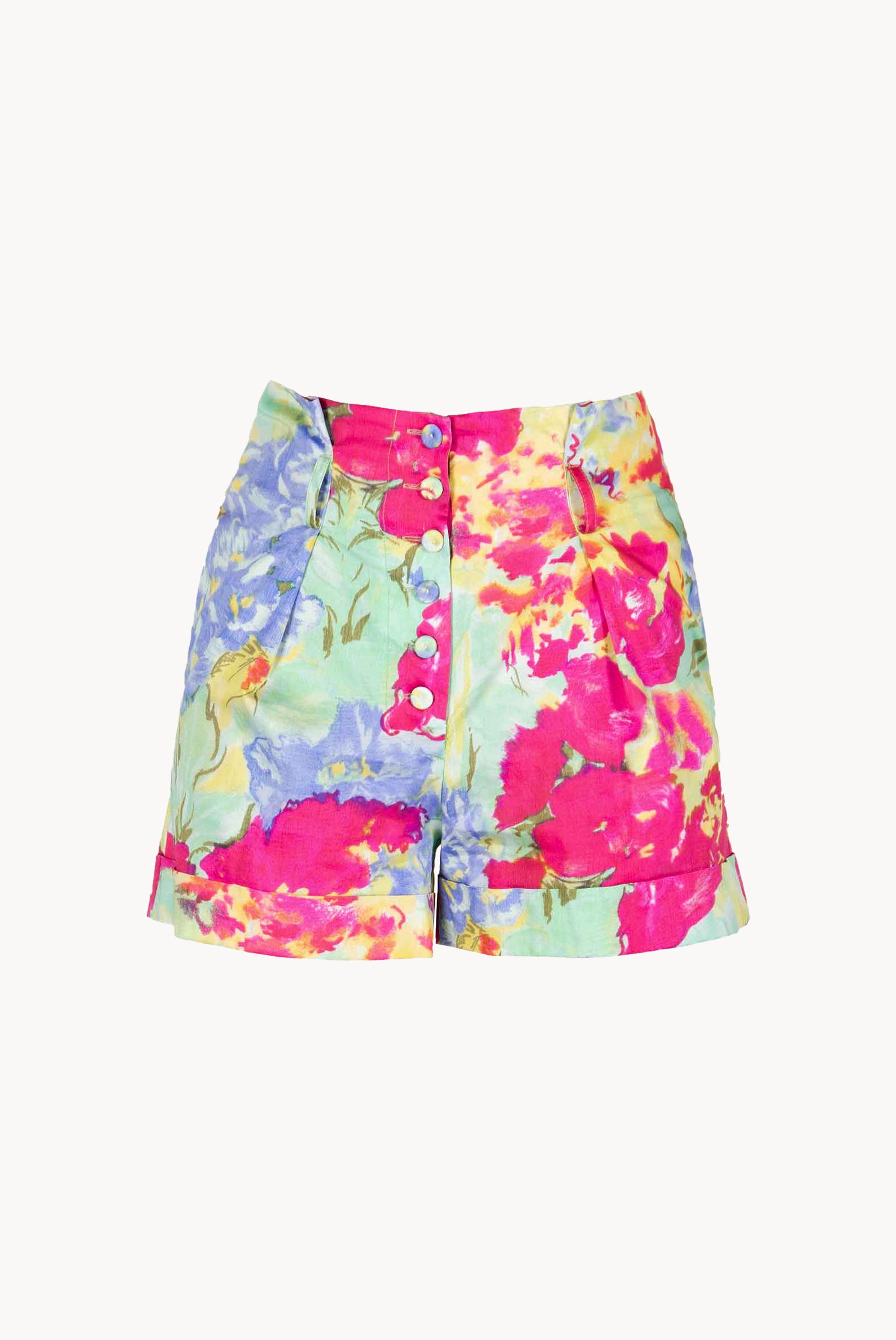 Shorts in Cotone Floreale con Fiori Astratti