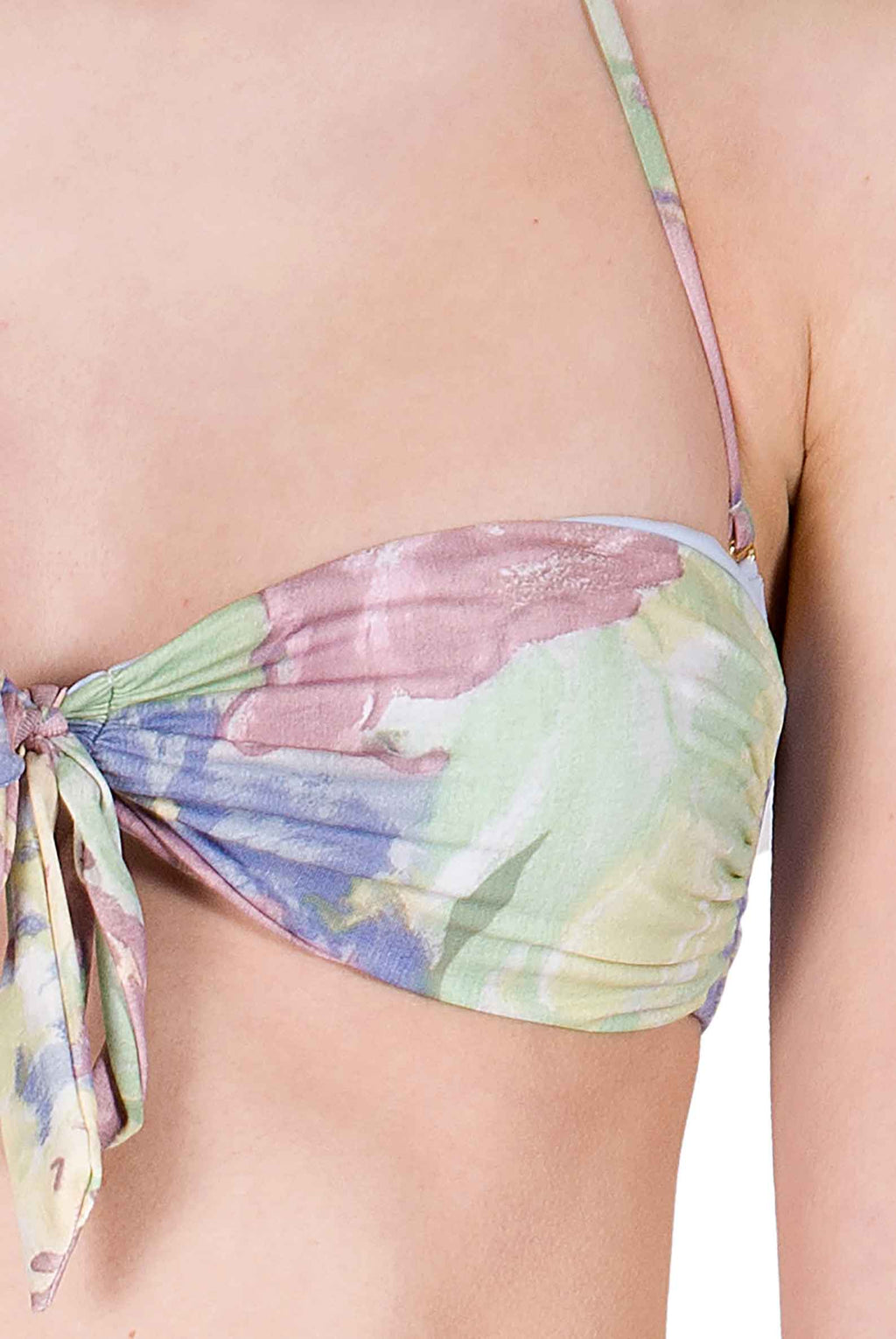 Bikini a Fascia e Vita Alta in Fiori Astratti