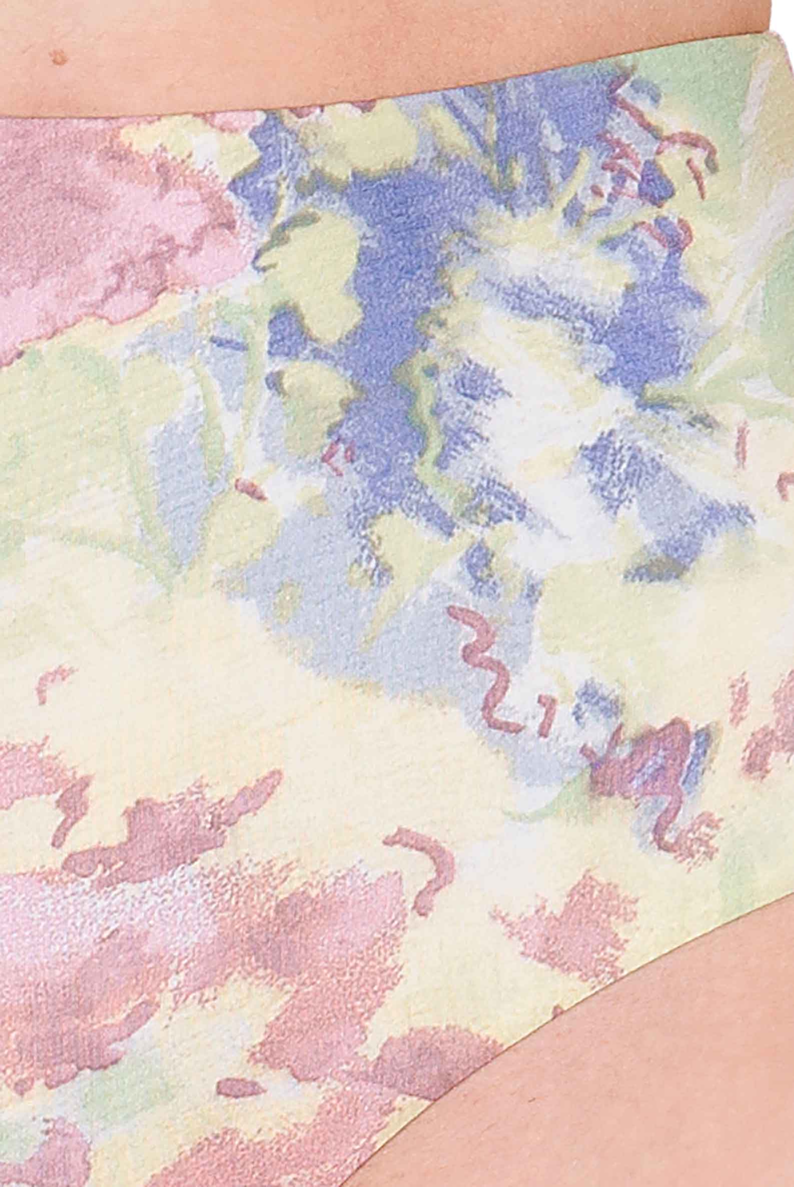 Bikini a Fascia e Vita Alta in Fiori Astratti
