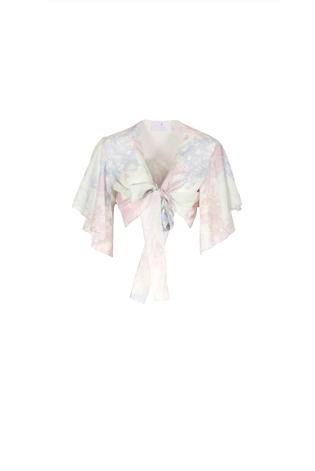Top con Volant e Fiocco in Fiori Astratti