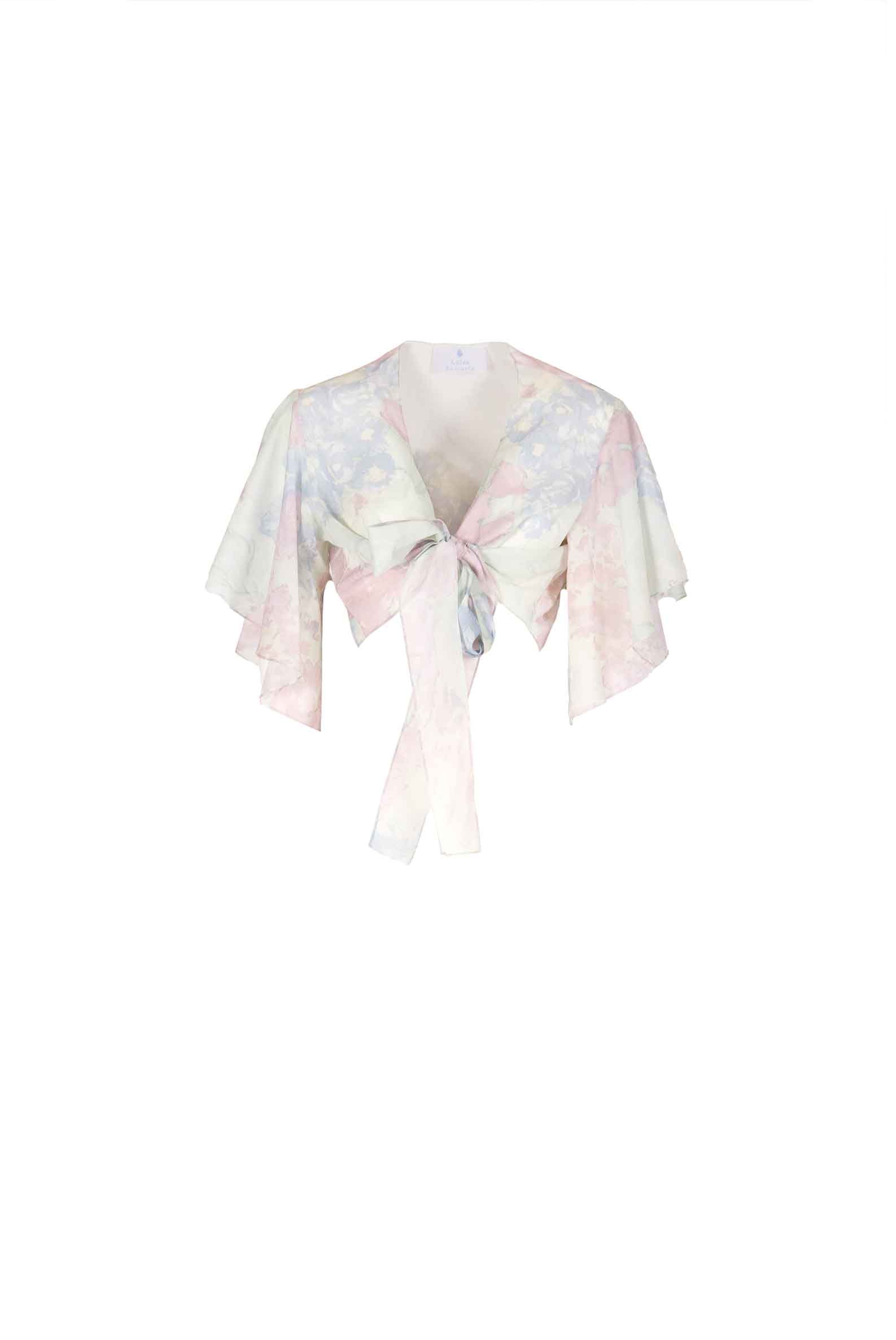 Top con Volant e Fiocco in Fiori Astratti