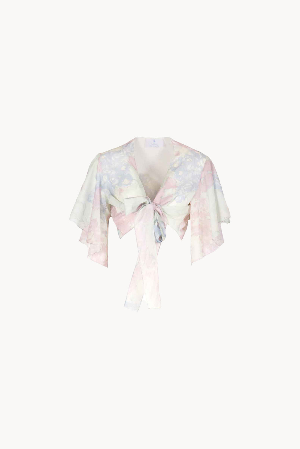 Top con Volant e Fiocco in Fiori Astratti