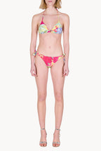 Bikini a Triangolo e Slip in Fiori Astratti