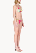 Bikini a Triangolo e Slip in Fiori Astratti