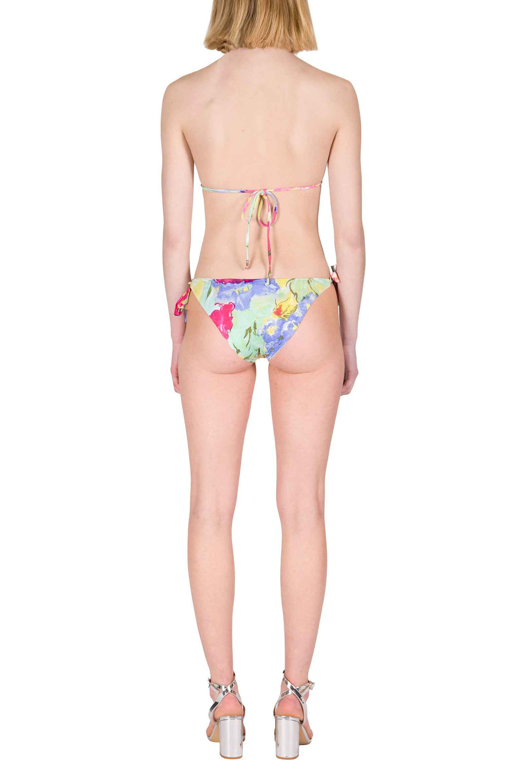 Bikini a Triangolo e Slip in Fiori Astratti