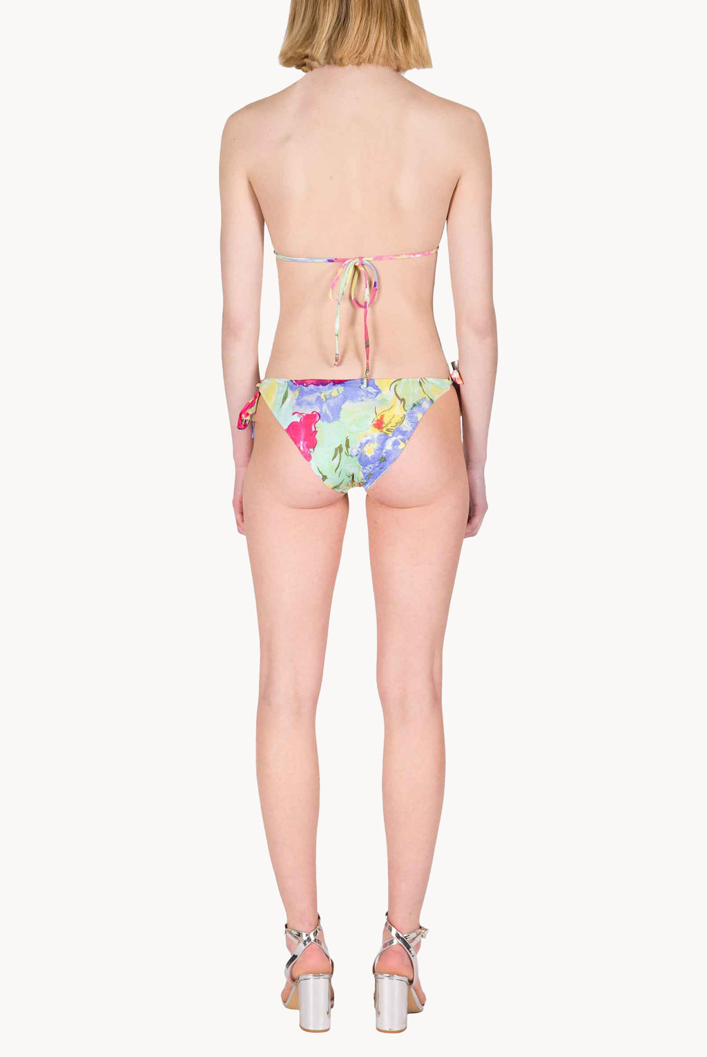 Bikini a Triangolo e Slip in Fiori Astratti