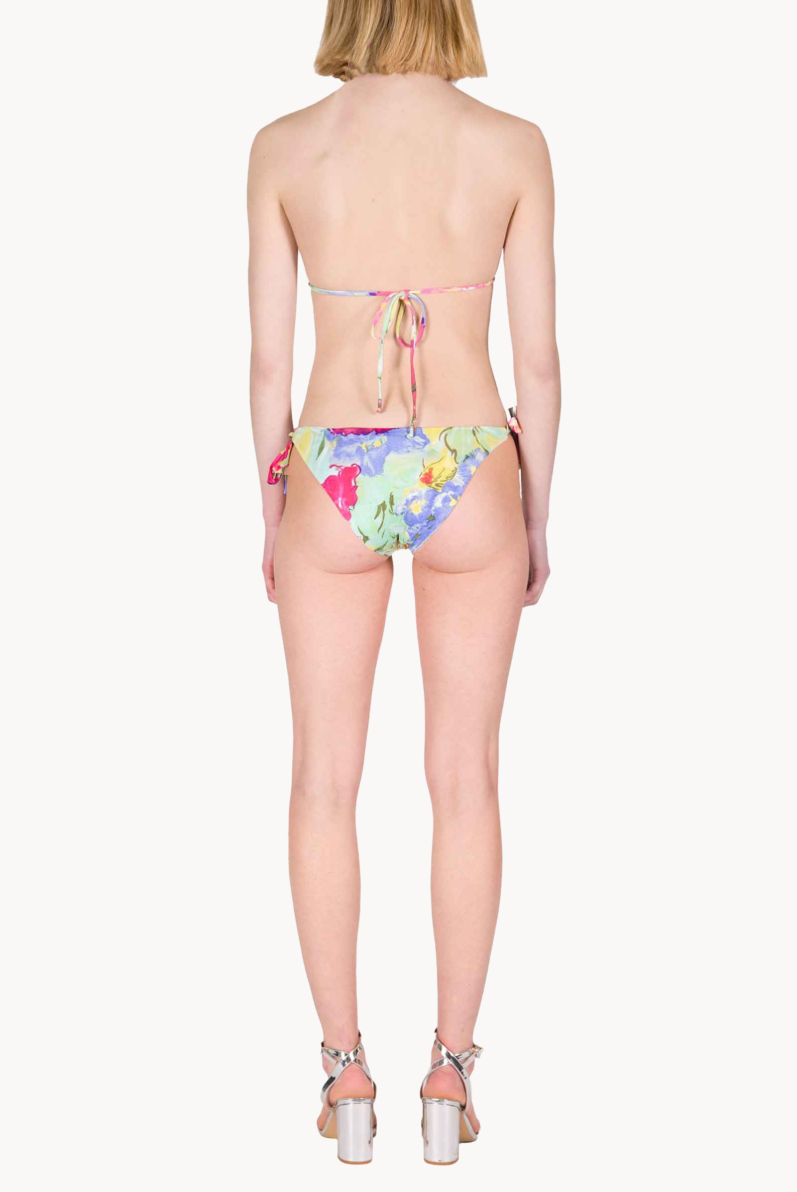 Bikini a Triangolo e Slip in Fiori Astratti