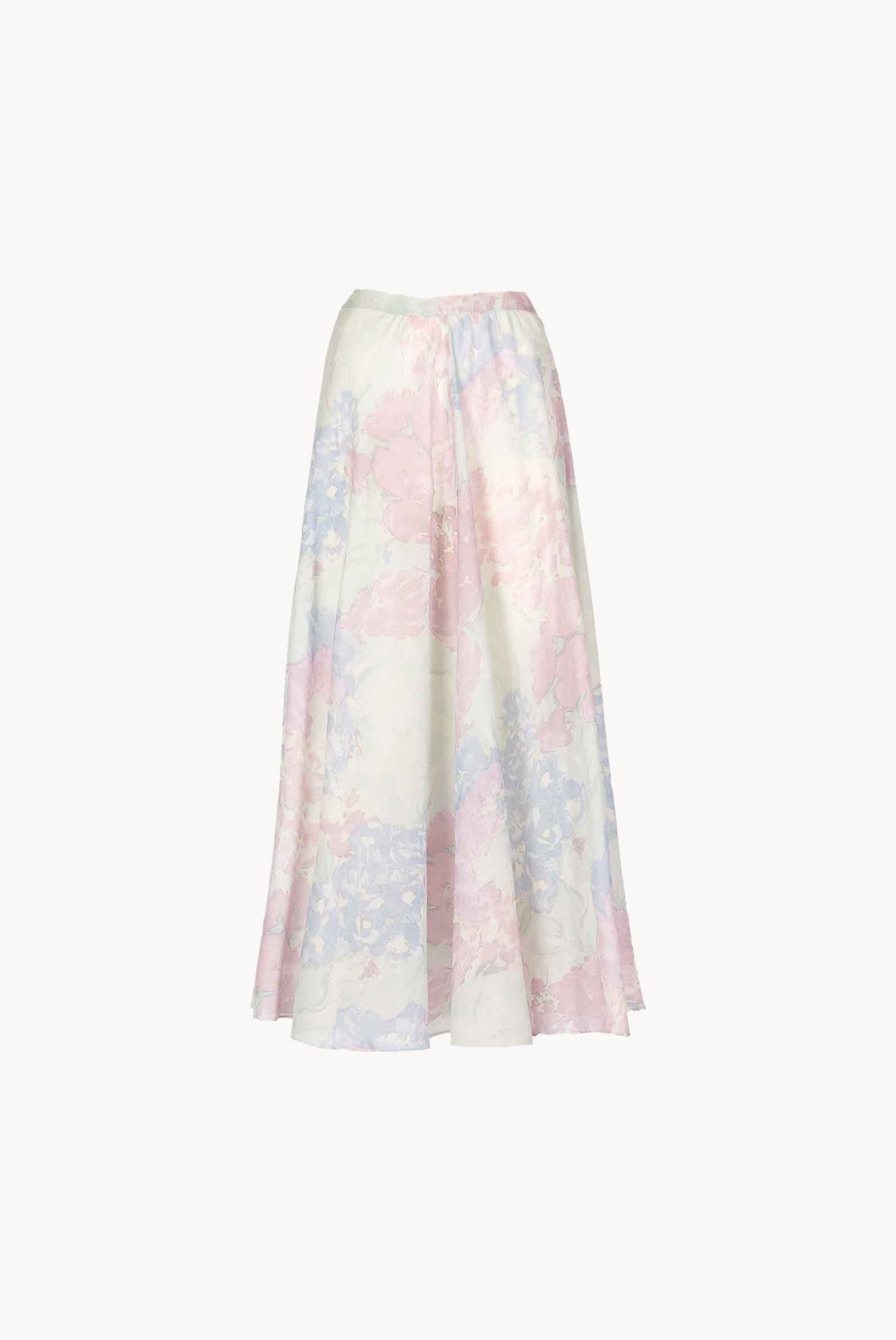 Gonna Leggera in Cotone Stampato in Fiori Astratti
