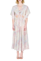 Gonna Leggera in Cotone Stampato in Fiori Astratti