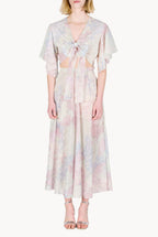 Gonna Leggera in Cotone Stampato in Fiori Astratti