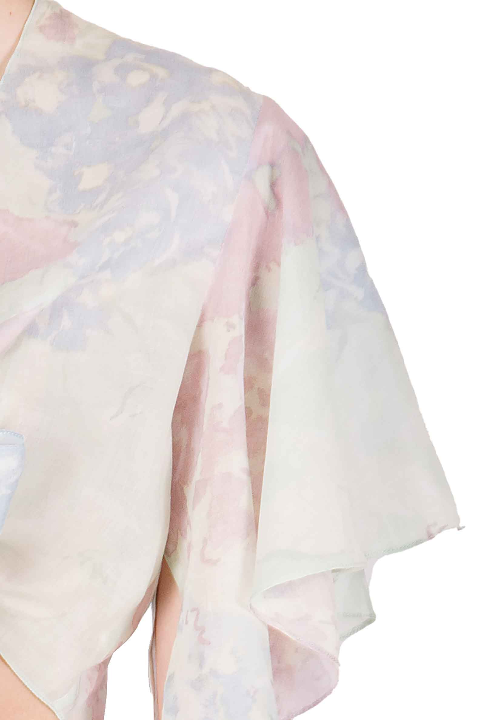 Top con Volant e Fiocco in Fiori Astratti