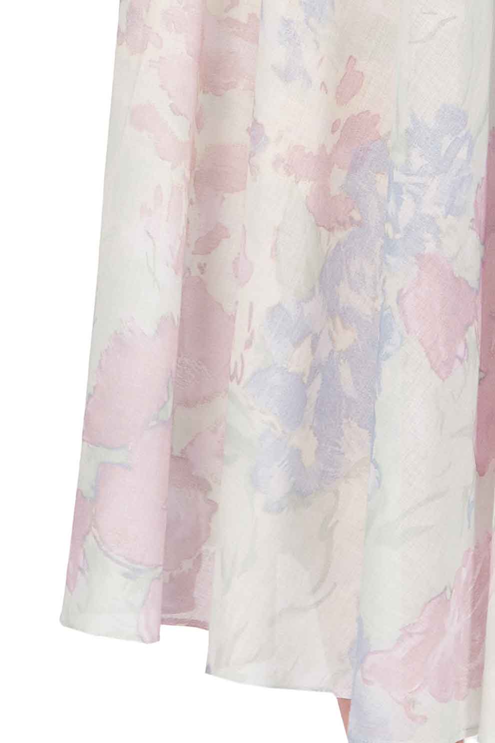 Gonna Leggera in Cotone Stampato in Fiori Astratti