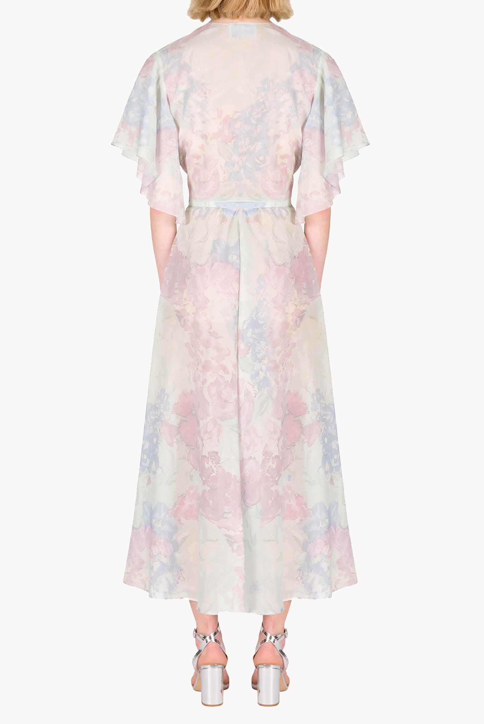 Gonna Leggera in Cotone Stampato in Fiori Astratti