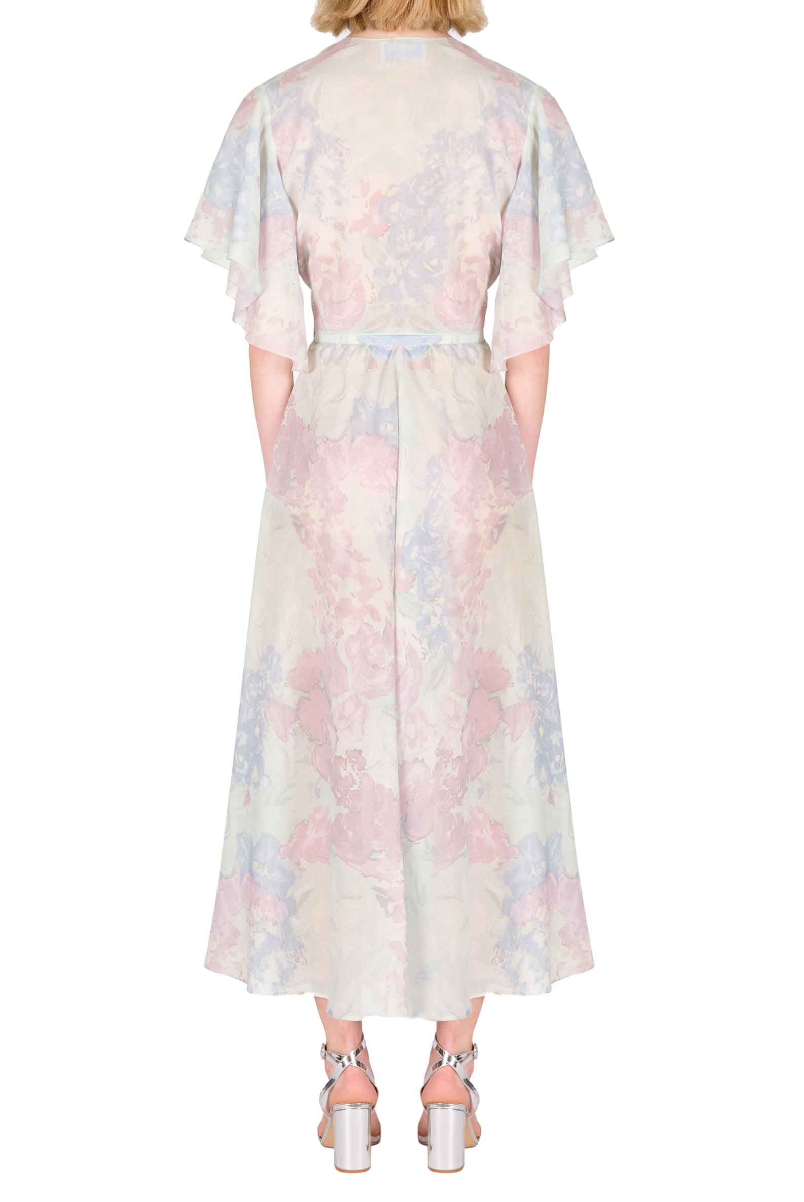 Gonna Leggera in Cotone Stampato in Fiori Astratti