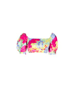 Top in Cotone Stampato a Fiori Astratti con Spalle Scoperte
