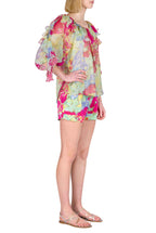 Chiffon Volant Blouse in Abstract Flowers