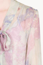 Bow-detail Printed Chiffon Shirt in Abstract Flowers