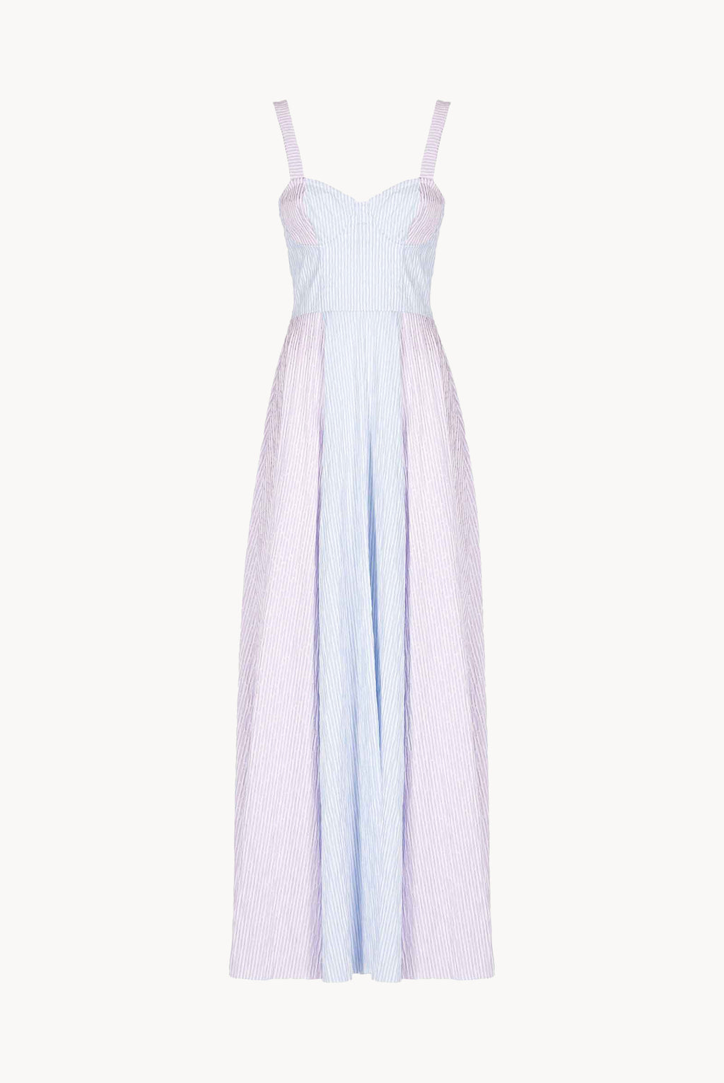 Bicolor Striped Stretch Cotton Bustier Dress With Straps