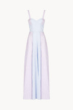 Bicolor Striped Stretch Cotton Bustier Dress With Straps