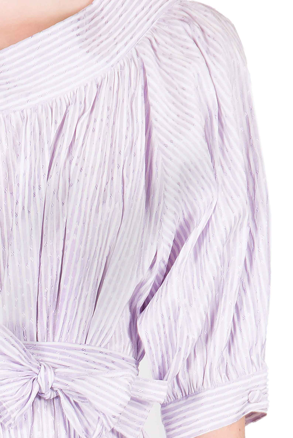 Camicia Oversize in Cotone Elasticizzato a Righe Lilla