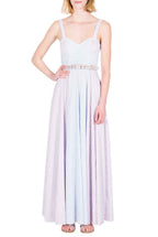 Abito Bustier in Cotone Elasticizzato Bicolore a Righe con Spalline