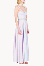 Bicolor Striped Stretch Cotton Bustier Dress With Straps