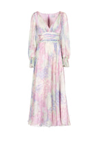Abito in Chiffon Stampato Luna a Fiori Astratti
