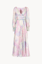 Abito in Chiffon Stampato Luna a Fiori Astratti
